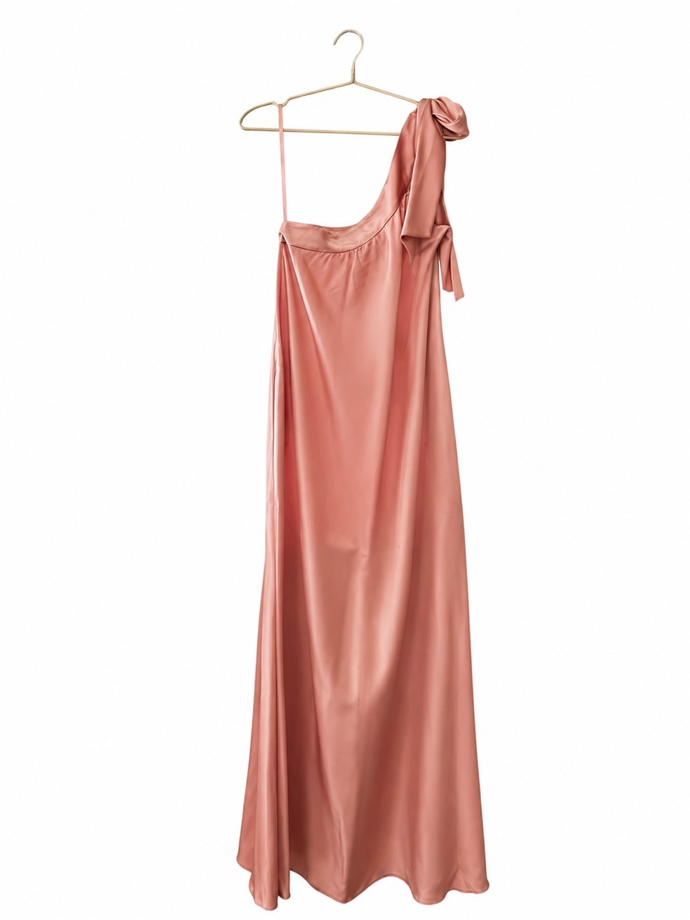 Free People One-Shoulder Satin Maxi Dress - Rose
